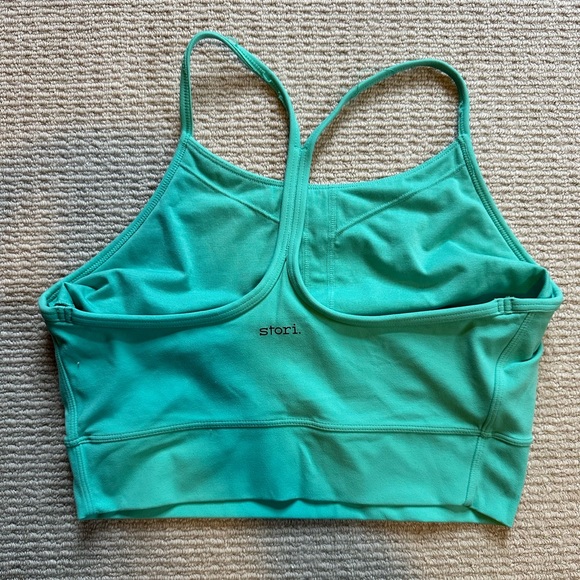 Stori Teal Blue Legging, Biker Shorts, and Crop Top Set - Picture 9 of 13